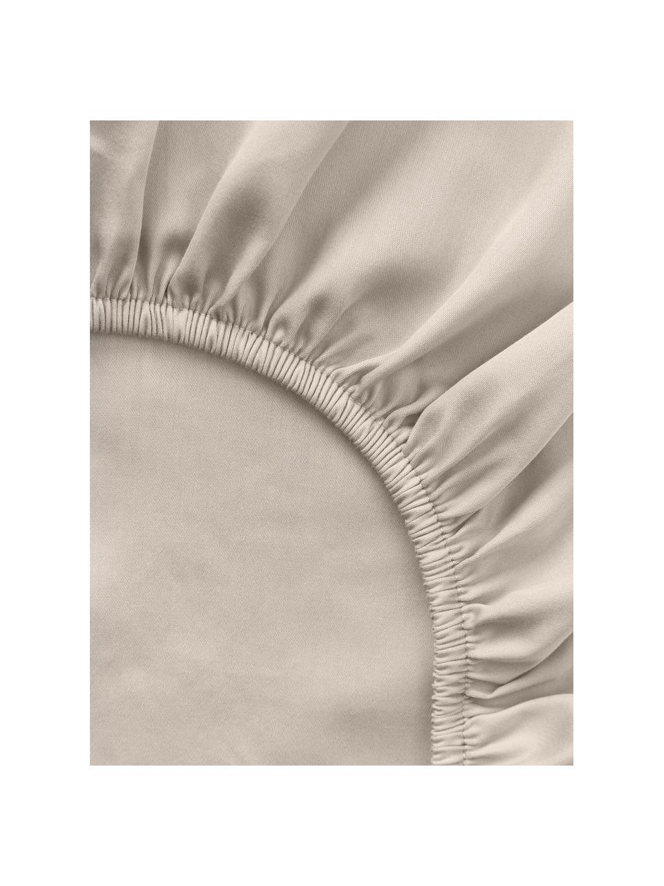 Drap-housse en satin de coton pour surmatelas Comfort, Beige clair, larg. 90 x long. 200 cm, haut. 15 cm
