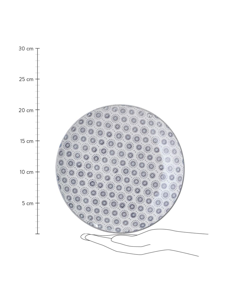 Platos llanos de gres Elsa, 4 uds., Gres, Gris, crema, Ø 21 cm