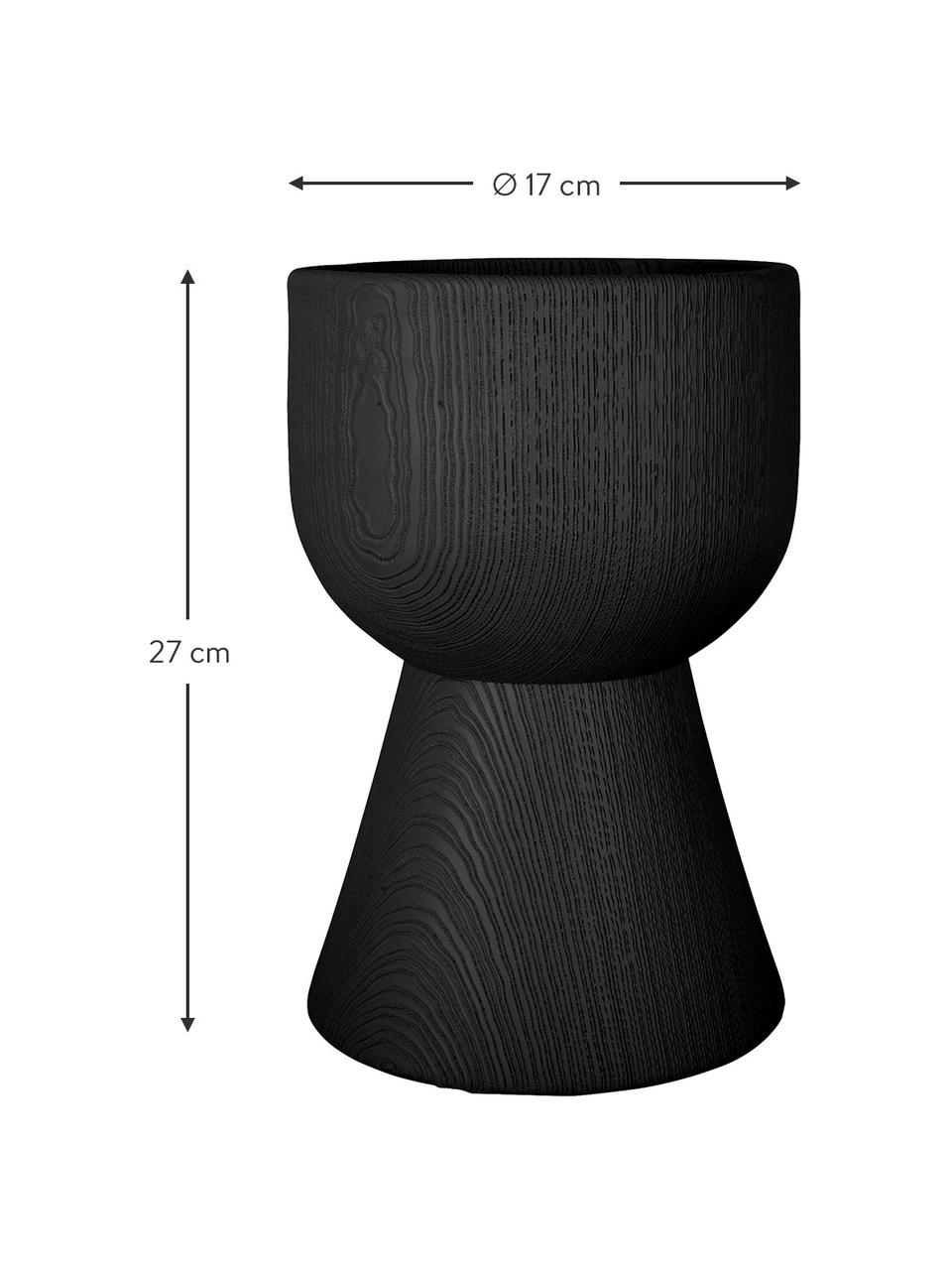 Grand cache-pot aspect bois Tam Tam, Plastique, Noir, Ø 17 x haut. 27 cm