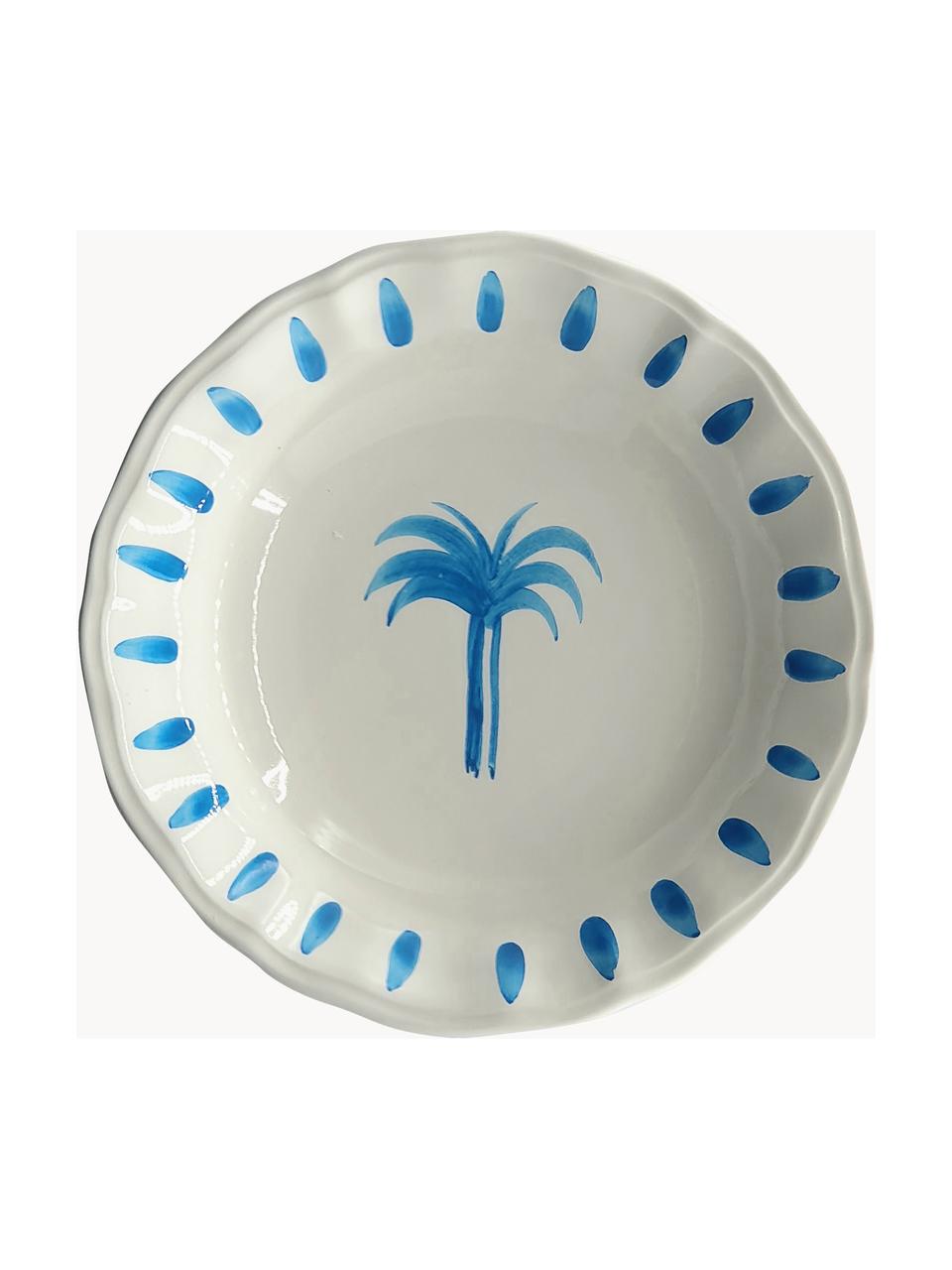 Handbemalter Suppenteller The Palms, Keramik, Weiss, Blau, Ø 22 cm