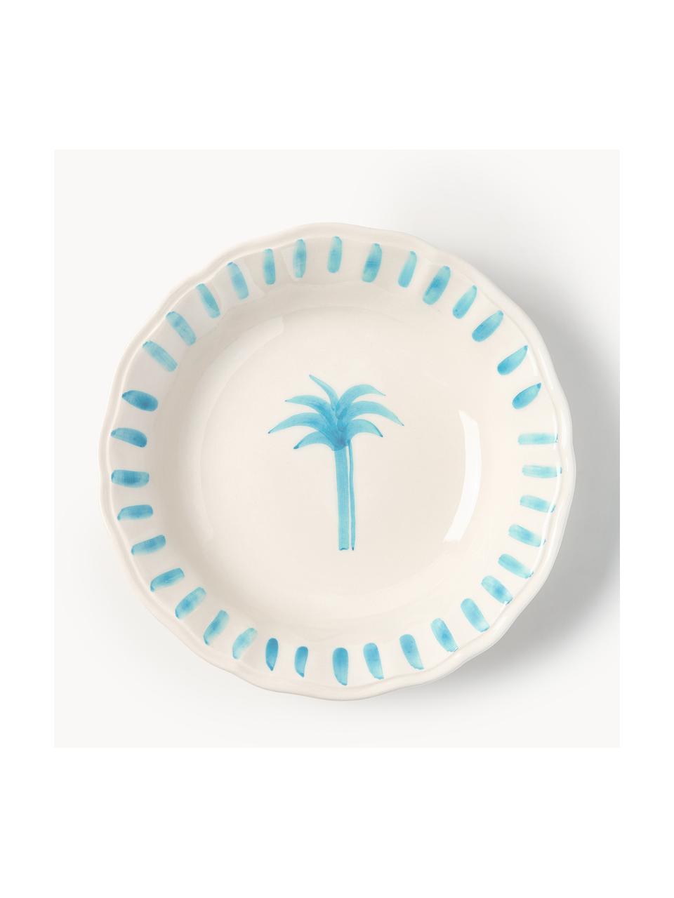 Handbemalter Suppenteller The Palms, Keramik, Weiss, Blau, Ø 22 cm