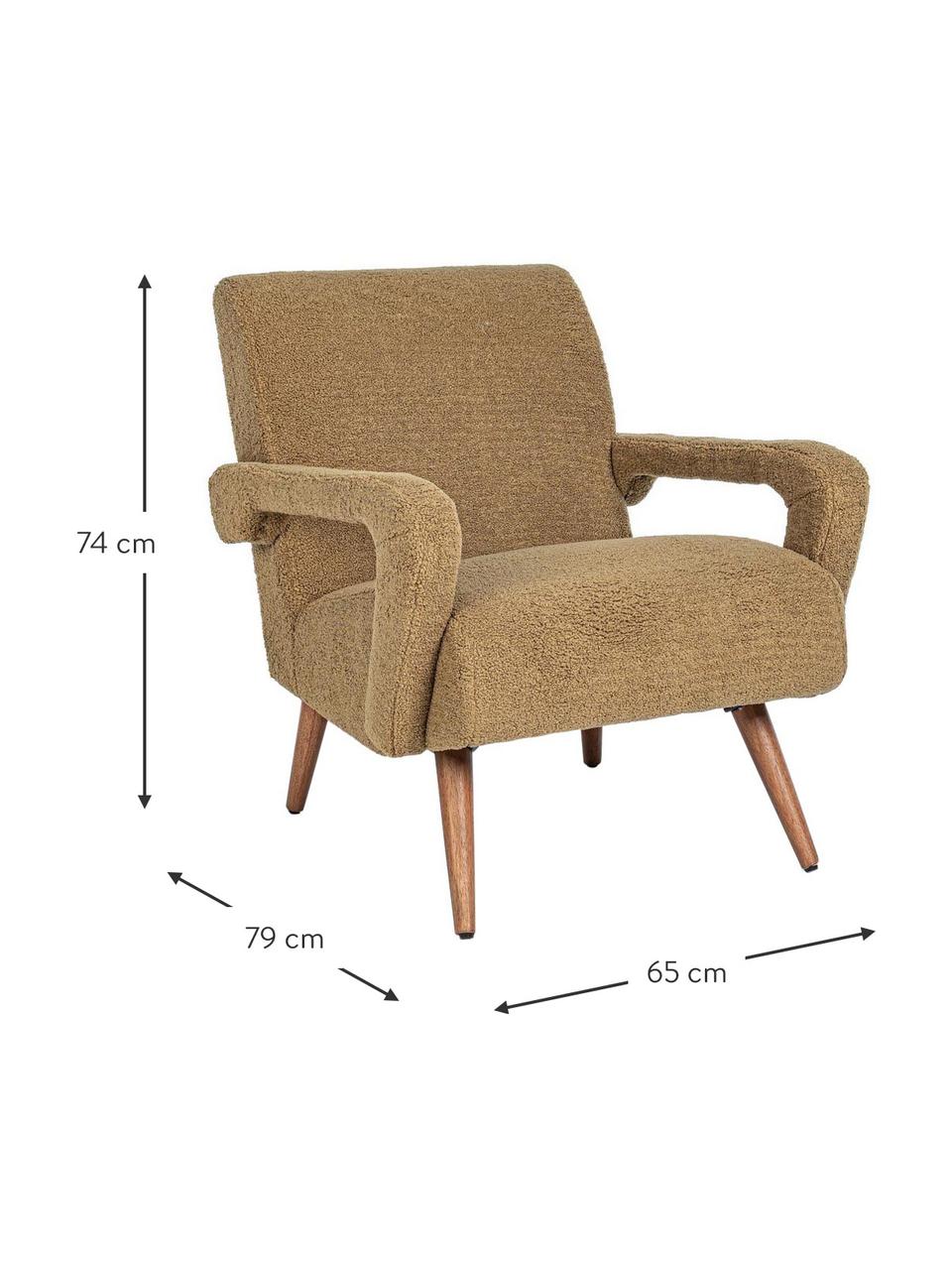 Teddy-Loungesessel Berna in Braun, Bezug: 100 % Polyester (Teddyfel, Gestell: Kiefernholz, Schichtholz, Teddy Braun, B 65 x T 79 cm