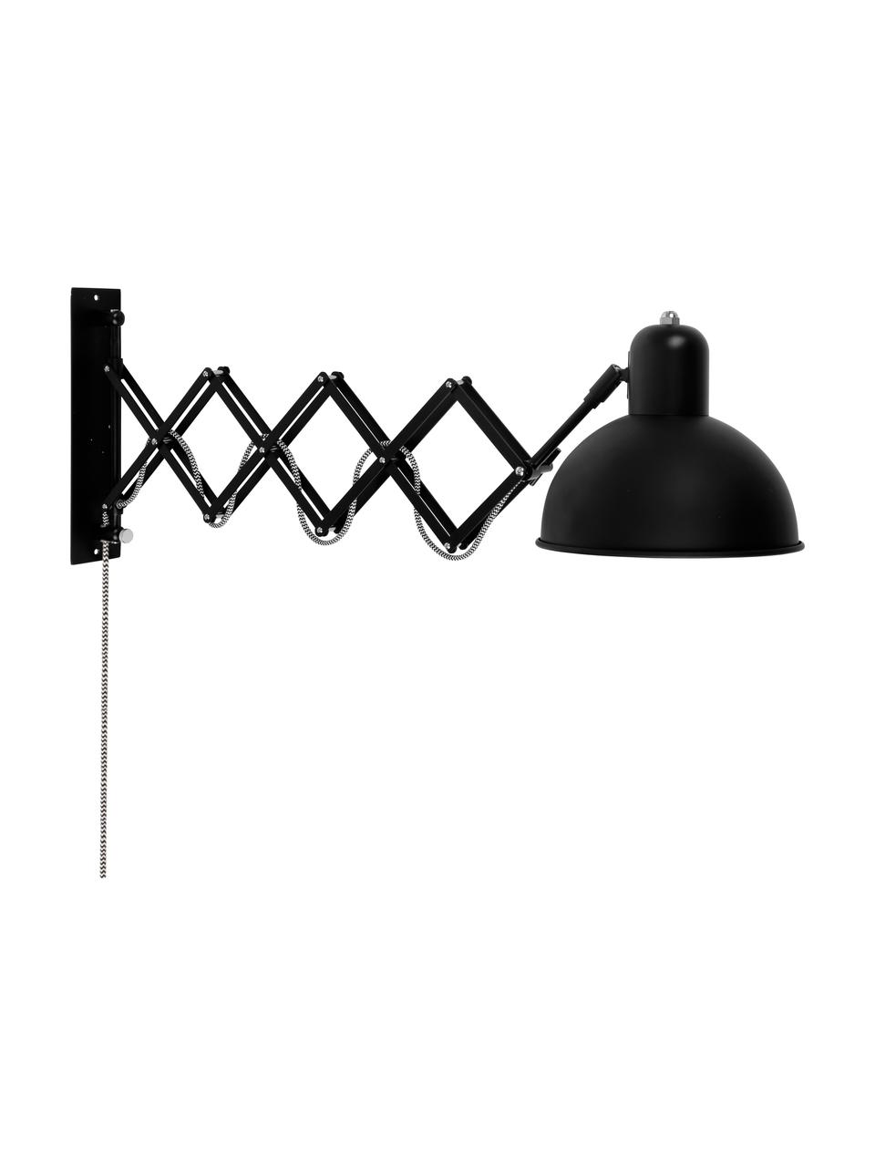 Grosse Ausziehbare Wandleuchte Aberdeen mit Stecker, Lampenschirm: Metall, lackiert, Gestell: Metall, lackiert, Schwarz, T 60 x H 27 cm