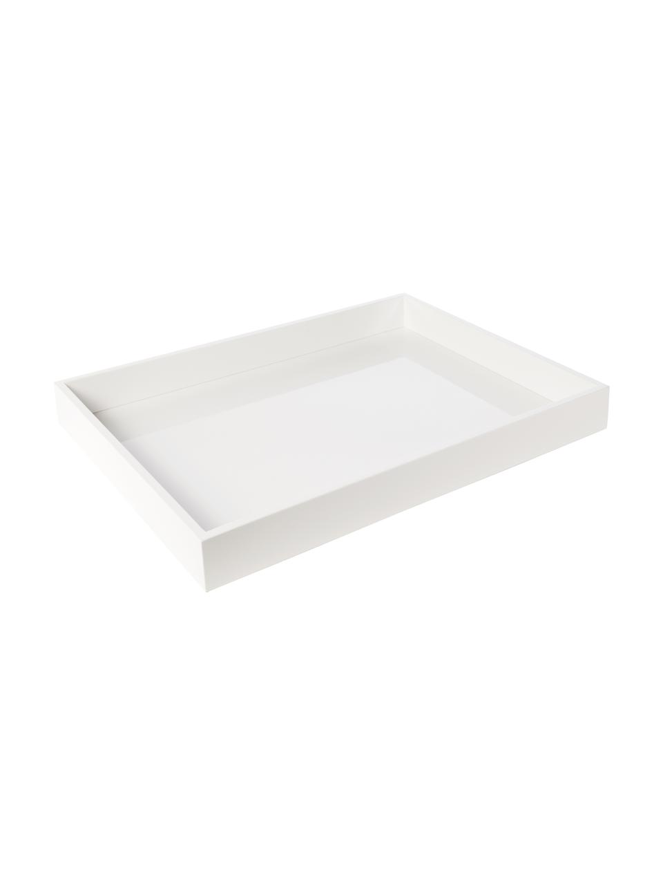 Bandeja brillante Hayley, Bandeja: tablero de fibras de dens, Reverso: terciopelo, Blanco, An 33 x F 24 cm