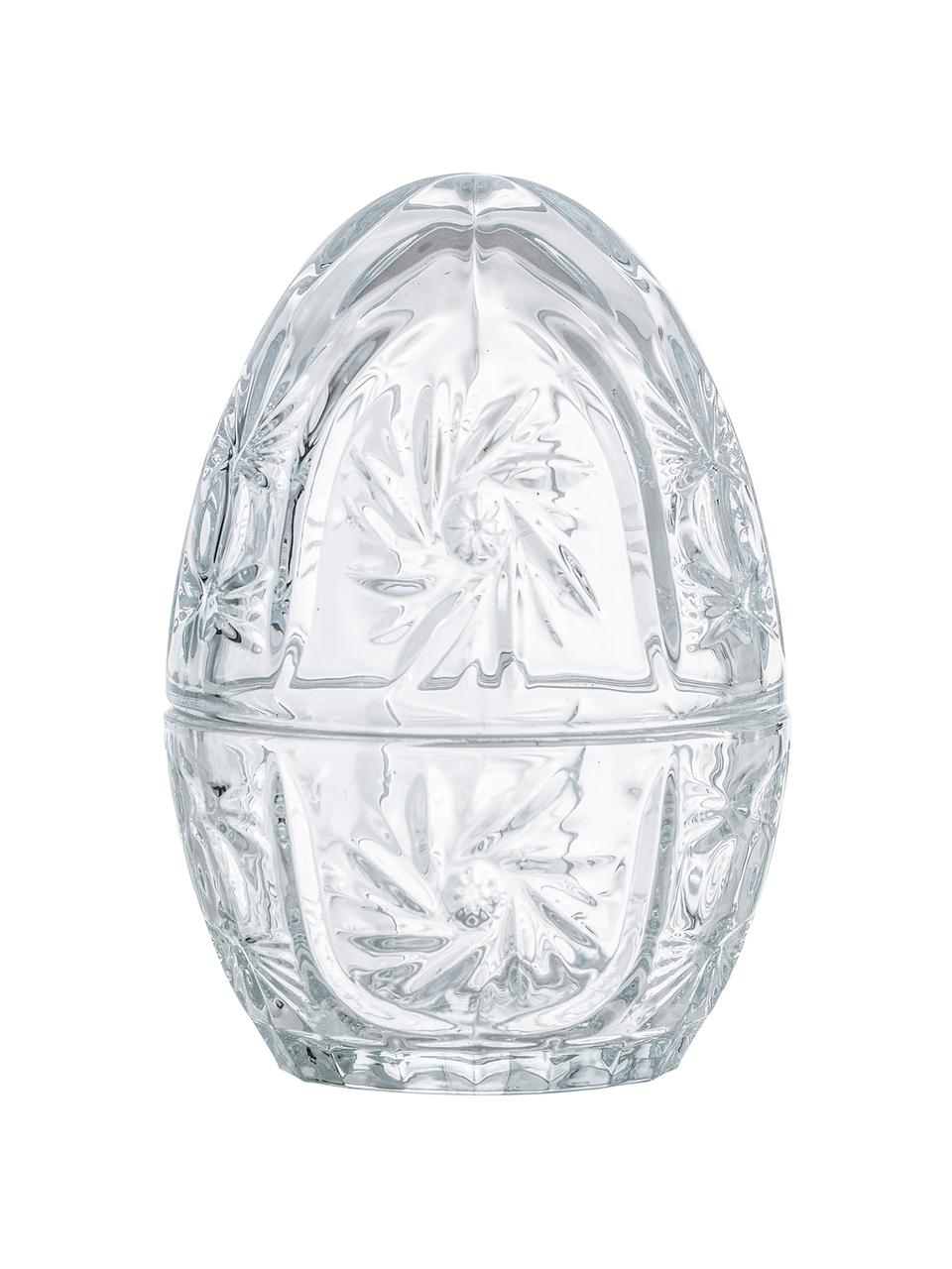 Opbergdoos Egg, Glas, Transparant, Ø 10 x H 14 cm