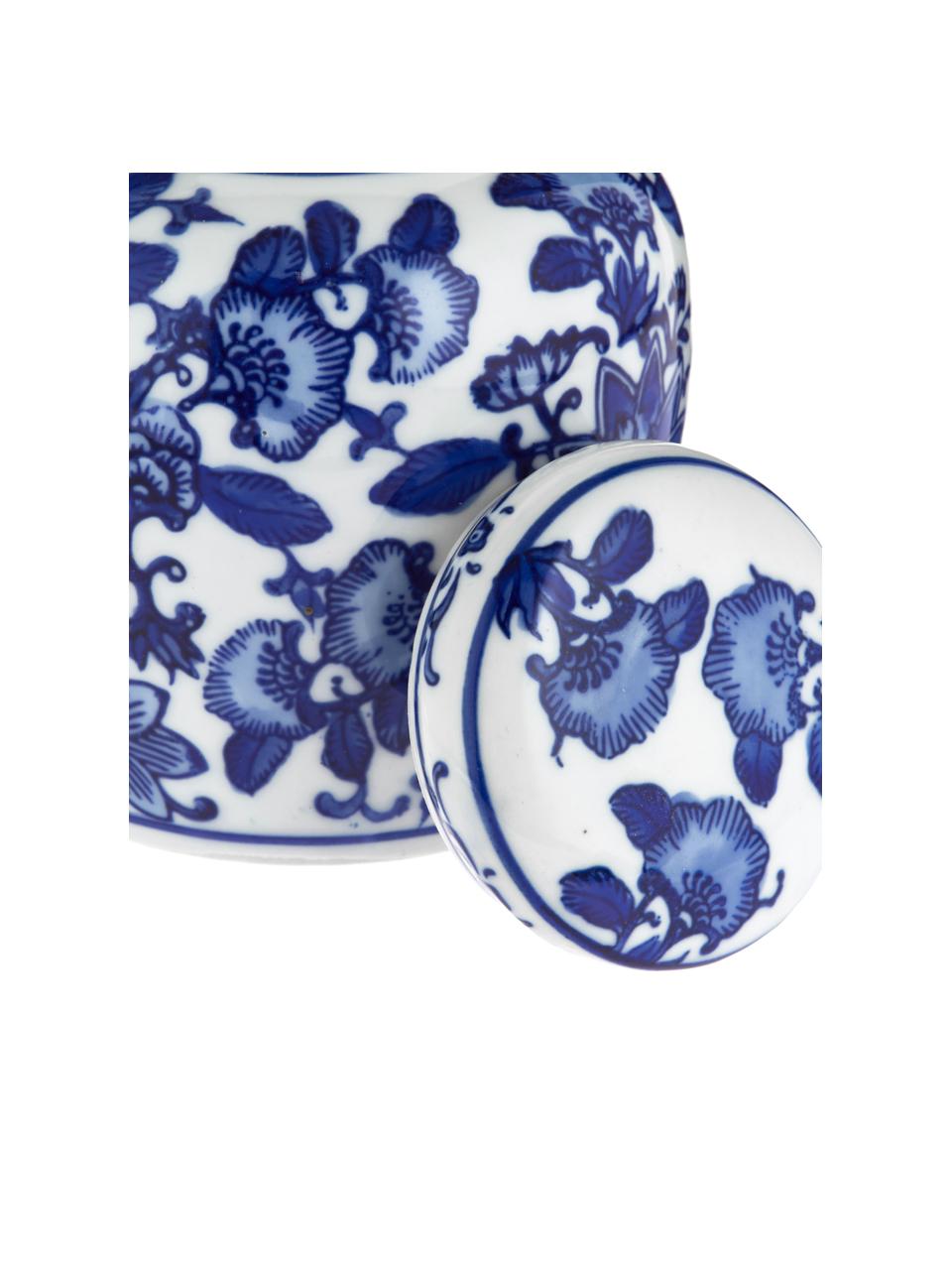Tibor de porcelana Annabelle, Porcelana, Azul, blanco, Ø 11 x Al 13 cm