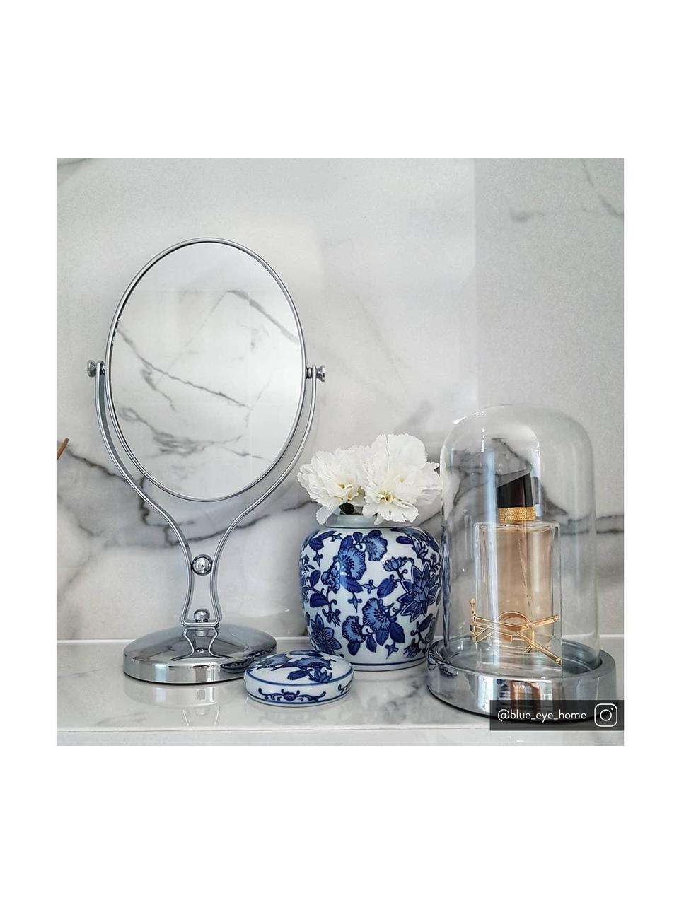 Vaso piccolo decorativo in porcellana con coperchio Annabelle, Porcellana, Blu, bianco, Ø 11 x Alt. 13 cm