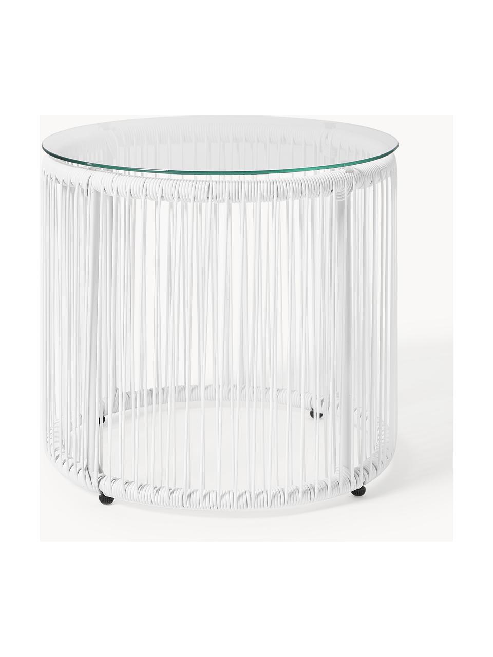 Table d'appoint avec plateau en verre Bahia, Blanc, Ø 50 x haut. 45 cm