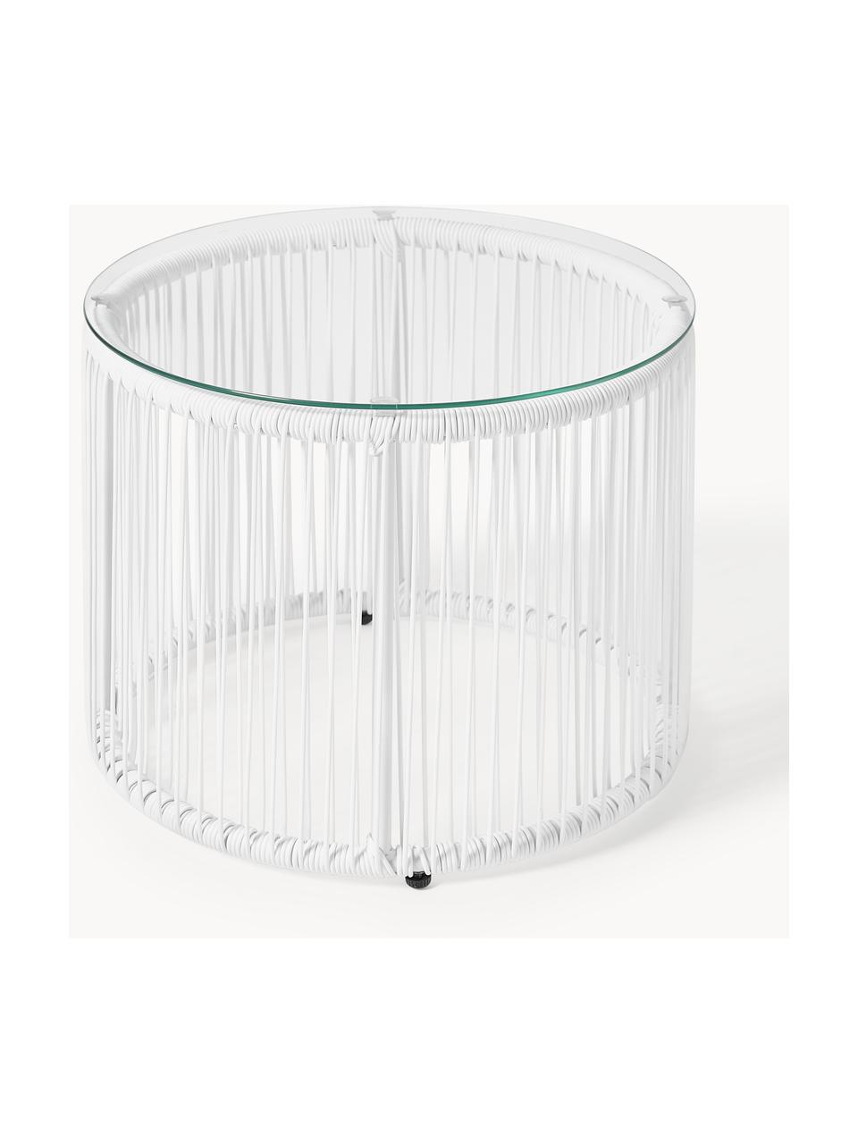 Table d'appoint avec plateau en verre Bahia, Blanc, Ø 50 x haut. 45 cm