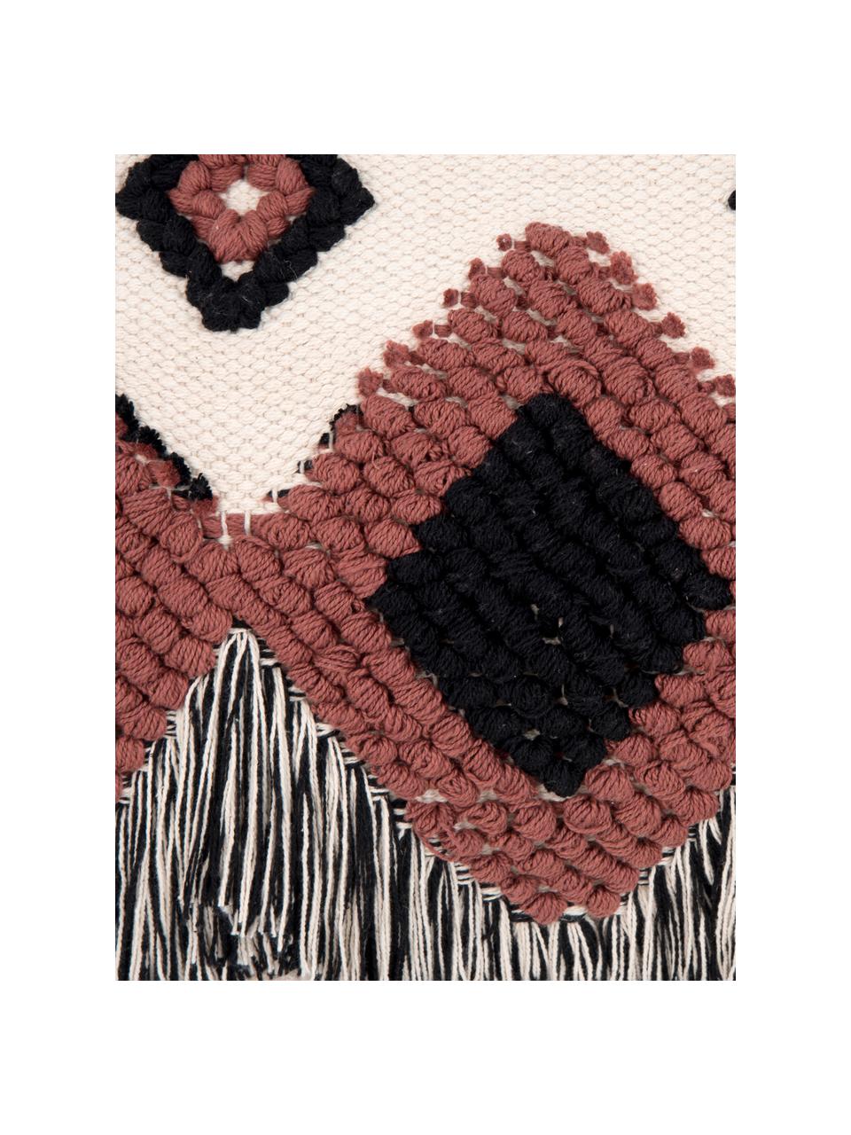 Funda de cojín Tanea, estilo étnico, 100% algodón, Crudo, negro, rojo cobrizo, An 40 x L 60 cm