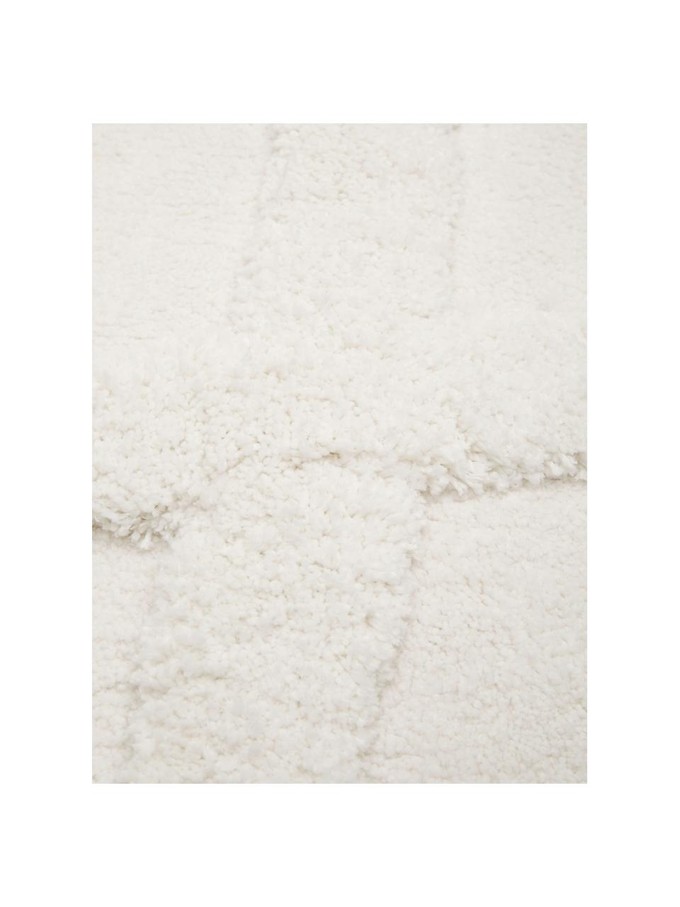 Tapis poils longs moelleux texturé Magda, Blanc crème, larg. 80 x long. 250 cm