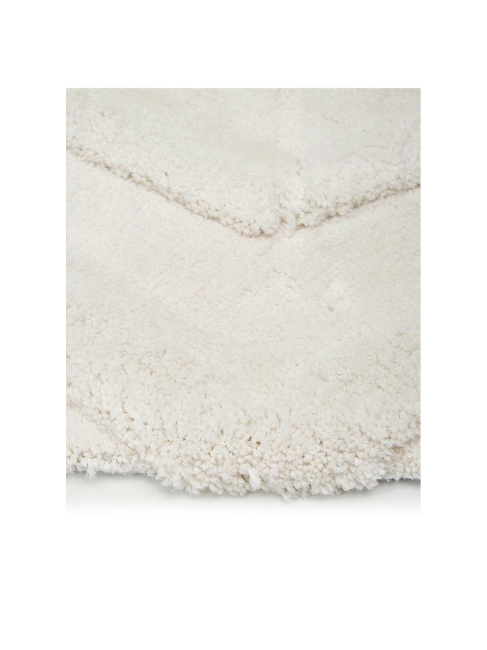 Alfombra corredor de pelo largo texturizada Magda, Parte superior: microfibra (100% poliéste, Reverso: 55% poliéster, 45% algodó, Blanco crema, An 80 x L 250 cm