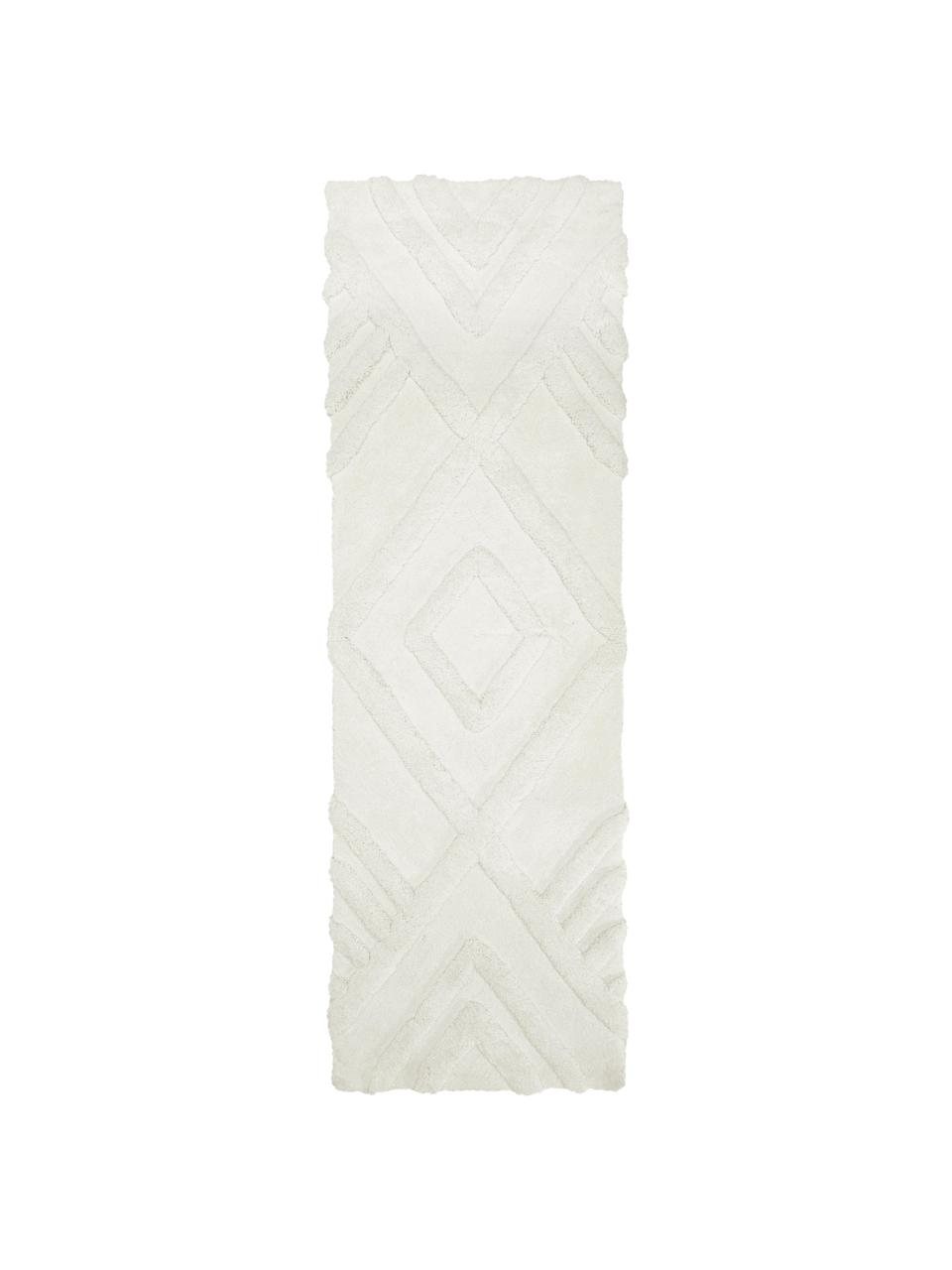 Nadýchaný behúň s reliéfnou štruktúrou Magda, Krémovobiela, Š 80 x D 250 cm