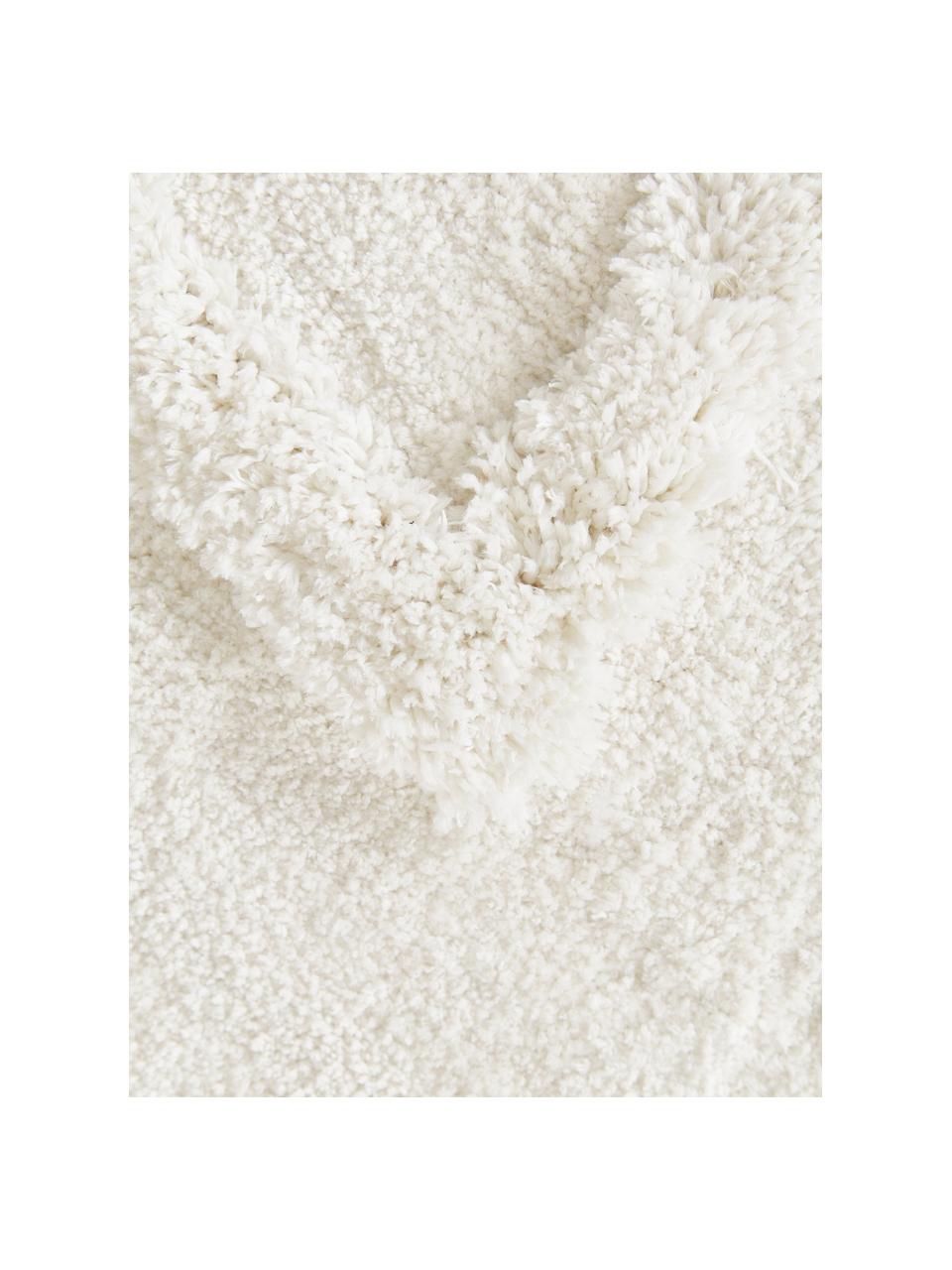 Tapis poils longs moelleux texturé Magda, Blanc crème, larg. 80 x long. 250 cm