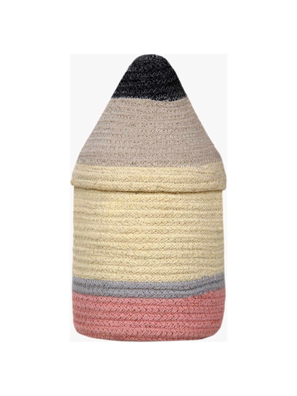 Panier de rangement artisanal pour enfants Pencil, haut. 30 cm, 97 % coton, 3 % fibres synthétiques, Multicolore, Ø 13 x haut. 30 cm