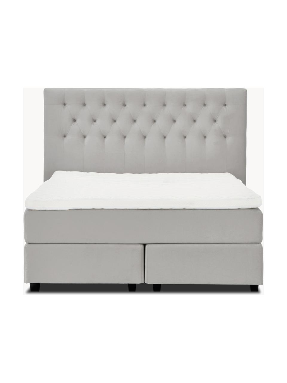 Prémiová zamatová kontinentálna posteľ Phoebe, Zamatová sivá, Š 200 x D 200 cm, tvrdosť H3
