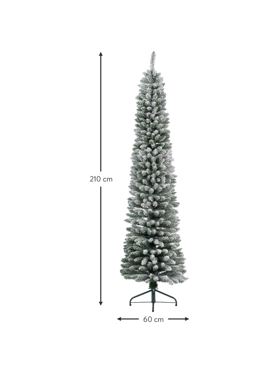 Sapin de Noël artificiel Snowy Pencil haut. 210 cm, Plastique (PVC), Vert, blanc, Ø 60 x haut. 210 cm