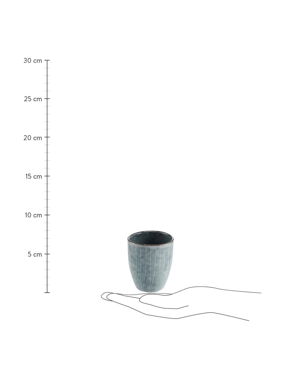 Ręcznie wykonane filiżanki do espresso Nordic Sea, 6 szt., Kamionka, Odcienie szarego, odcienie niebieskiego, Ø 7 x W 8 cm, 100 ml