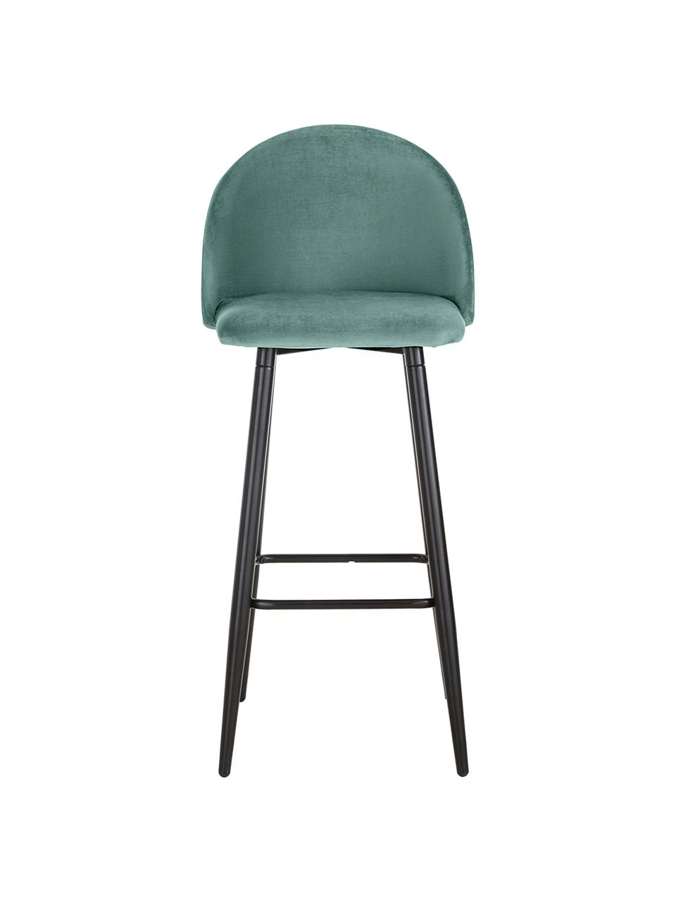 Chaise haute de bar Amy, Velours turquoise, larg. 45 x haut. 103 cm