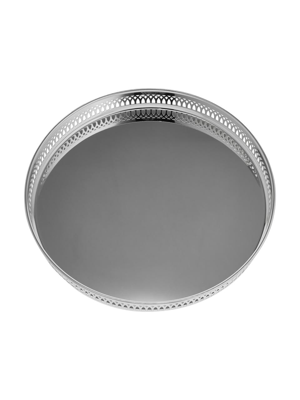 Vassoio rotondo a specchio placcato argento Delphi, Acciaio placcato argento, Argento, Ø 30 cm