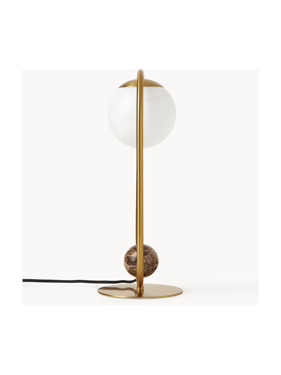 Lampe à poser avec décor en marbre Janice, Doré, larg. 21 x haut. 42 cm