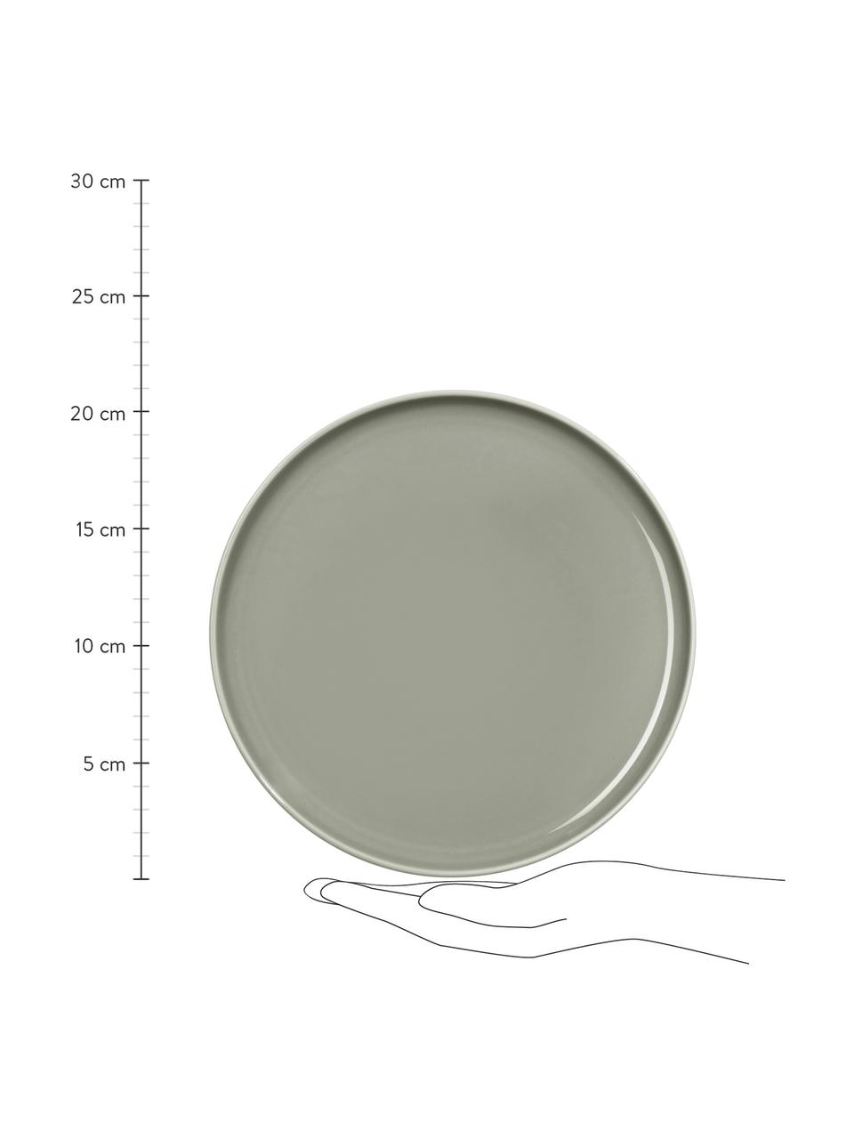 Platos postre de porcelana Kolibri, 6 uds., Porcelana, Gris, Ø 21 cm