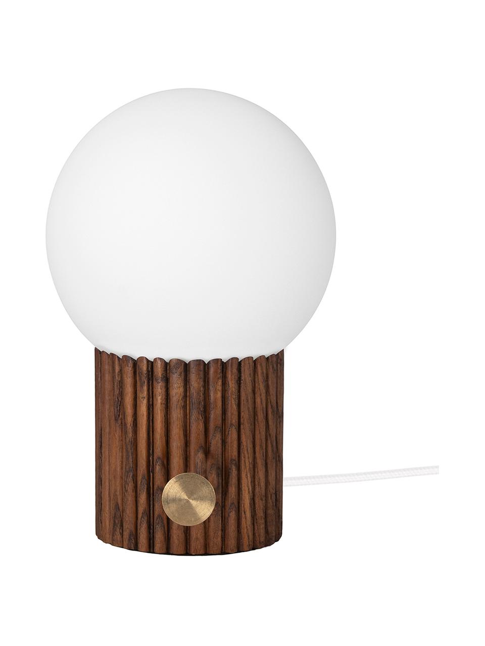 Malá stmievateľná nočná lampa z dreva Hubble, Hnedá, biela, Ø 15 x V 24 cm