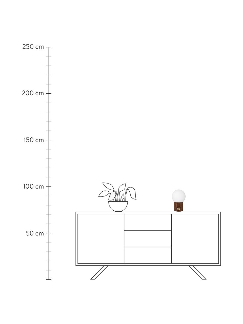 Lámpara de mesa regulable pequeña de madera Hubble, Pantalla: vidrio, Interruptor: metal, Cable: cubierto en tela, Marrón, blanco, Ø 15 x Al 24 cm