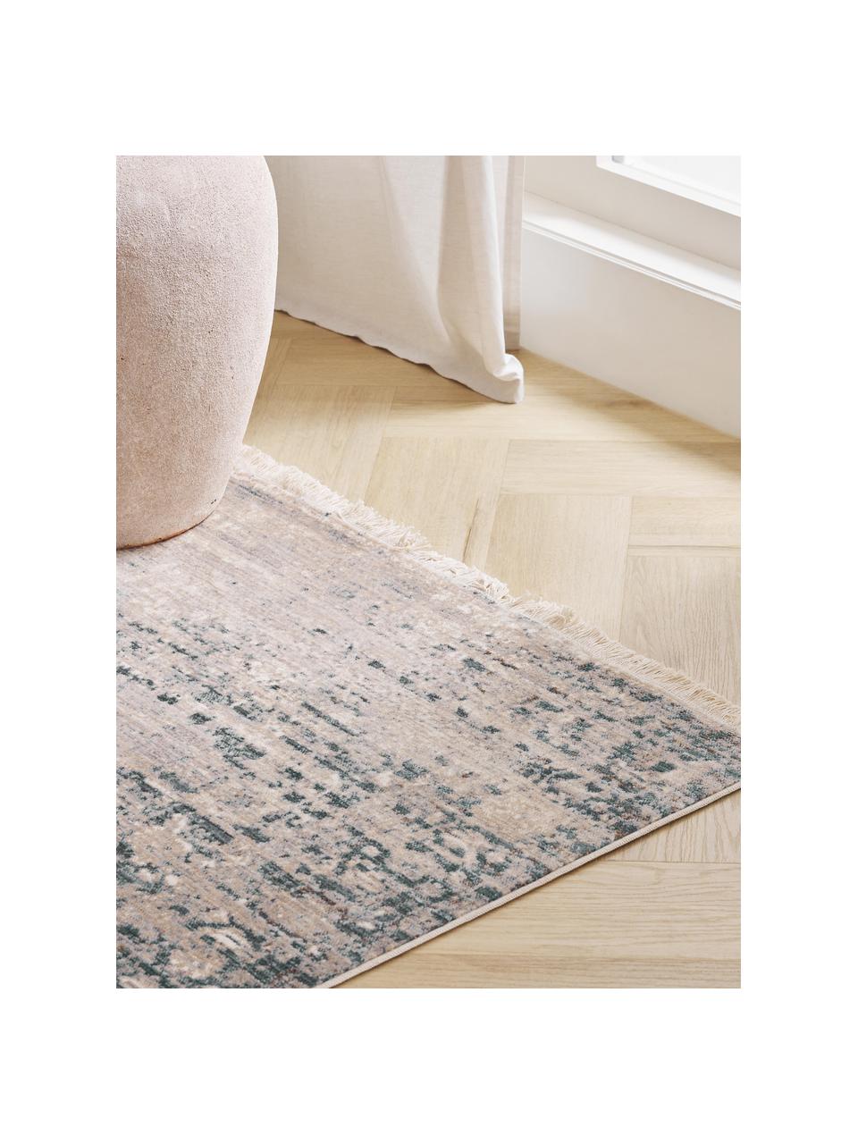 Laagpolig vloerkleed Mardin met franjes, 100% gerecycled polyester

Het materiaal dat in dit product is gebruikt, is getest op schadelijke stoffen en gecertificeerd volgens STANDARD 100 door OEKO-TEX®, 13.HTR.20785, Hohenstein HTTI, Blauw, beige, B 80 x L 150 cm (maat XS)