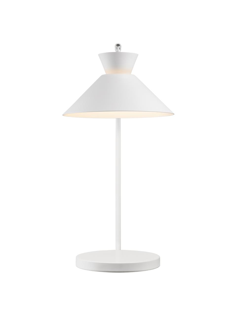 Grote bureaulamp Dial, Lampenkap: gecoat metaal, Wit, Ø 25 x H 51 cm
