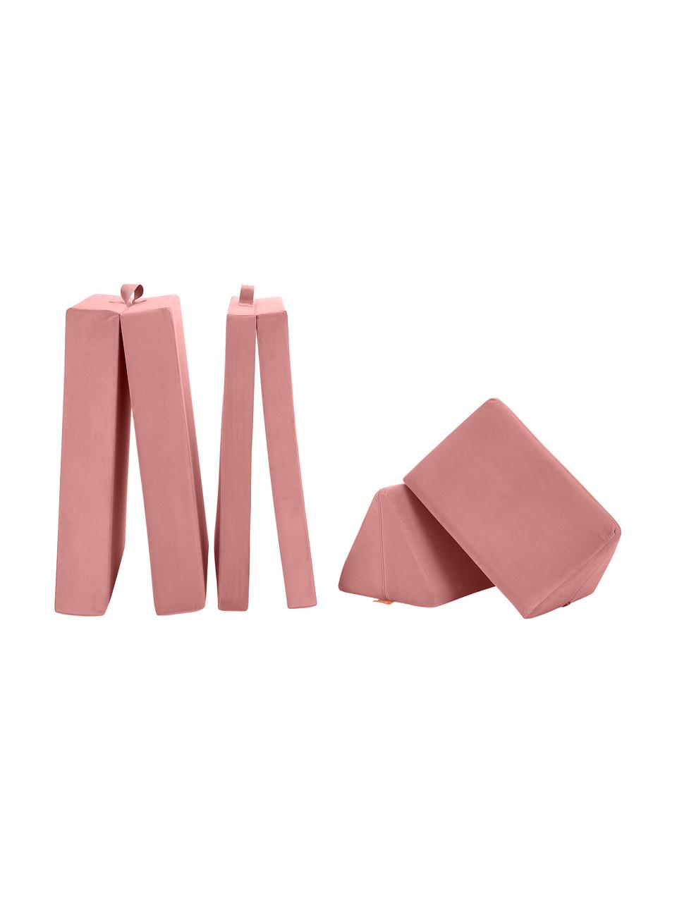 Canapé pliable modulaire en velours pour enfants fait main Arktis, Velours vieux rose, larg. 168 x prof. 84 cm