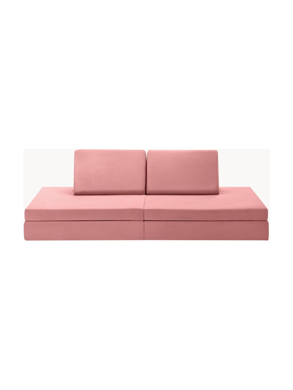 Canapé pliable modulaire en velours pour enfants fait main Arktis, Velours vieux rose, larg. 168 x prof. 84 cm