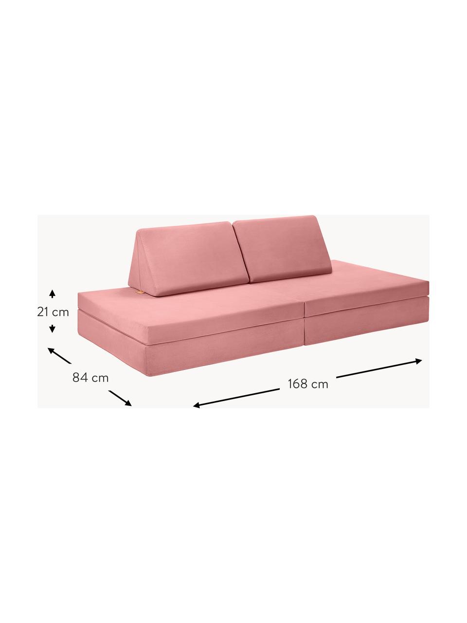 Ręcznie wykonana dziecięca sofa modułowa z aksamitu Mila, Tapicerka: aksamit (100% poliester), Brudnoróżowy aksamit, S 168 x G 84 cm