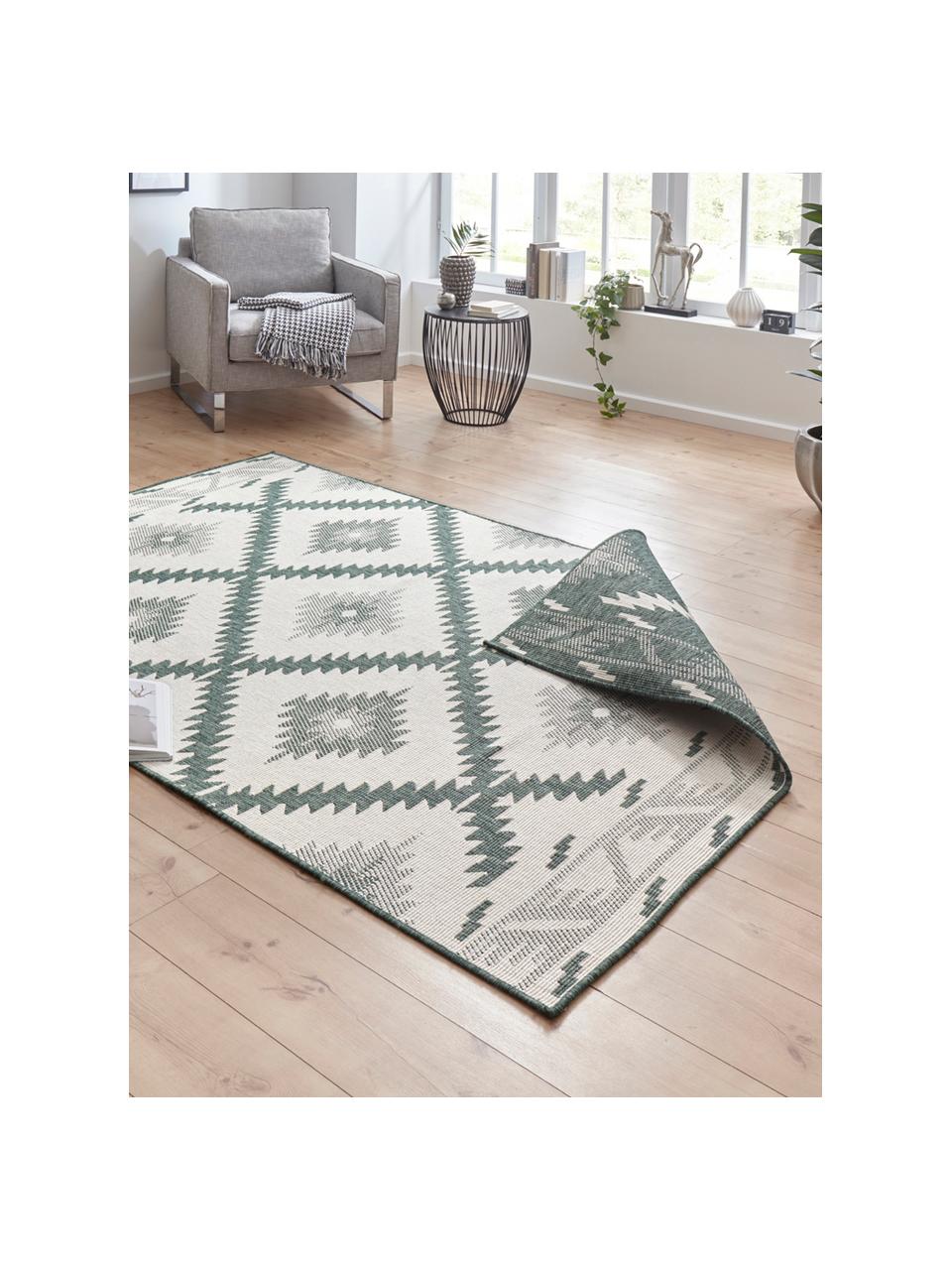 Dwustronny dywan wewnętrzny/zewnętrzny Malibu, Zielony, kremowy, S 200 x D 290 cm (Rozmiar L)