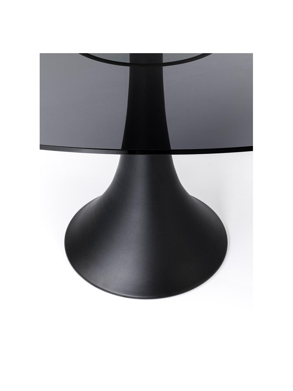 Mesa de comedor ovalada Grande Possibilita, Tablero: vidrio, Estructura: metal con pintura en polv, Negro, semitransparente, An 180 x F 120 cm