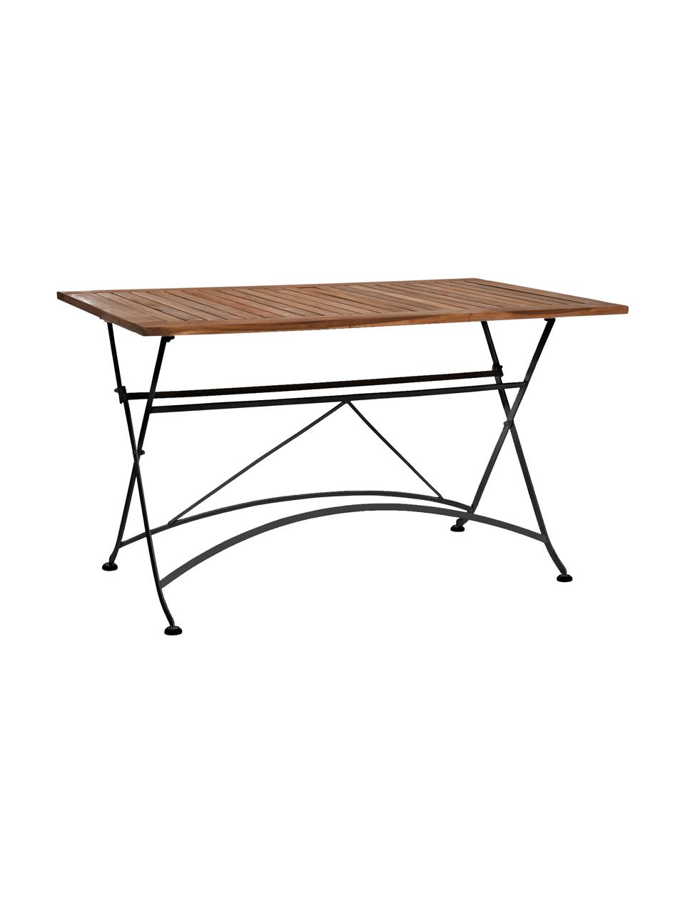 Table pliante plateau en bois Parklife, Noir, bois d'acacia