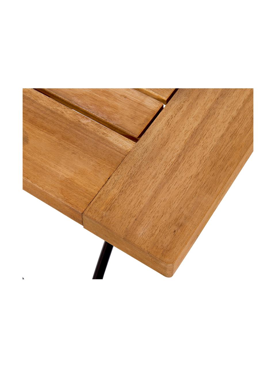 Inklapbare tuintafel Parklife met houten blad, Tafelblad: geolied acaciahout, Frame: verzinkt en gepoedercoat , Zwart, acaciahoutkleurig, 130 x 75 cm