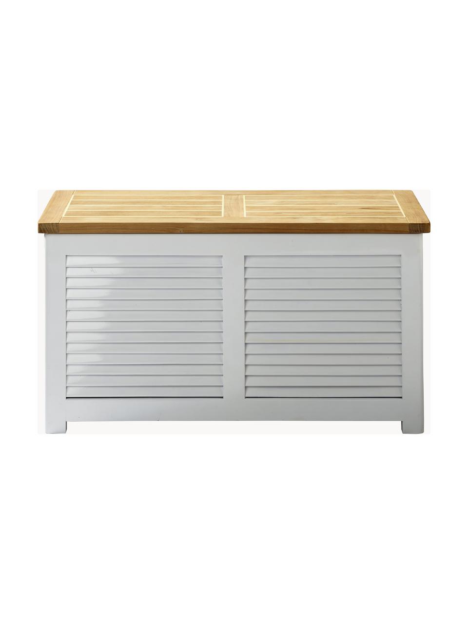 Coffre de rangement en bois Classic, Blanc, teck, larg. 90 x haut. 48 cm