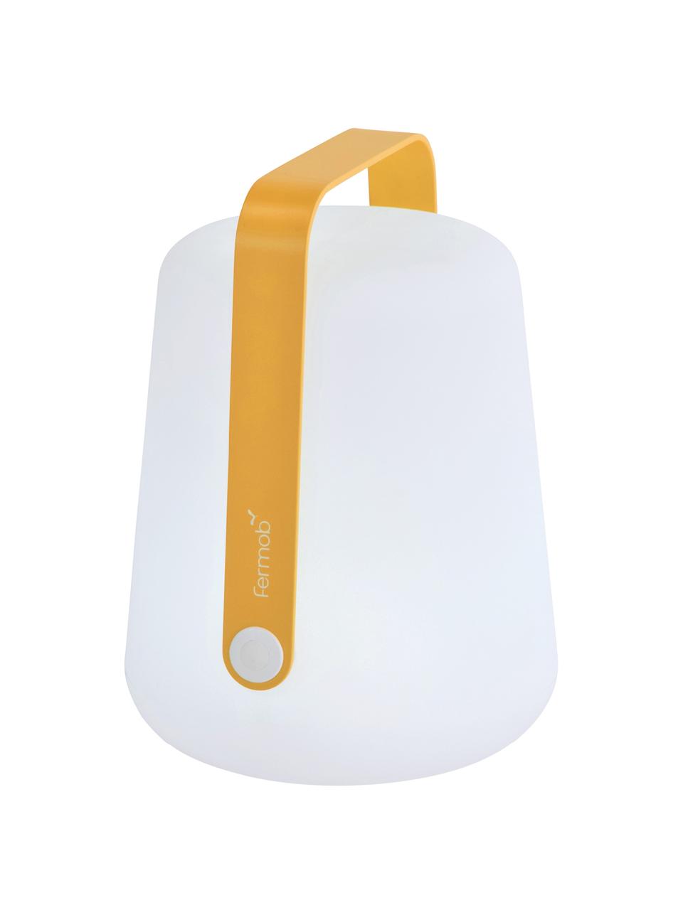 Mobile Dimmbare Außentischlampe Balad, Lampenschirm: Polyethen, für den Außenb, Griff: Aluminium, lackiert, Gelb, Ø 19 x H 25 cm
