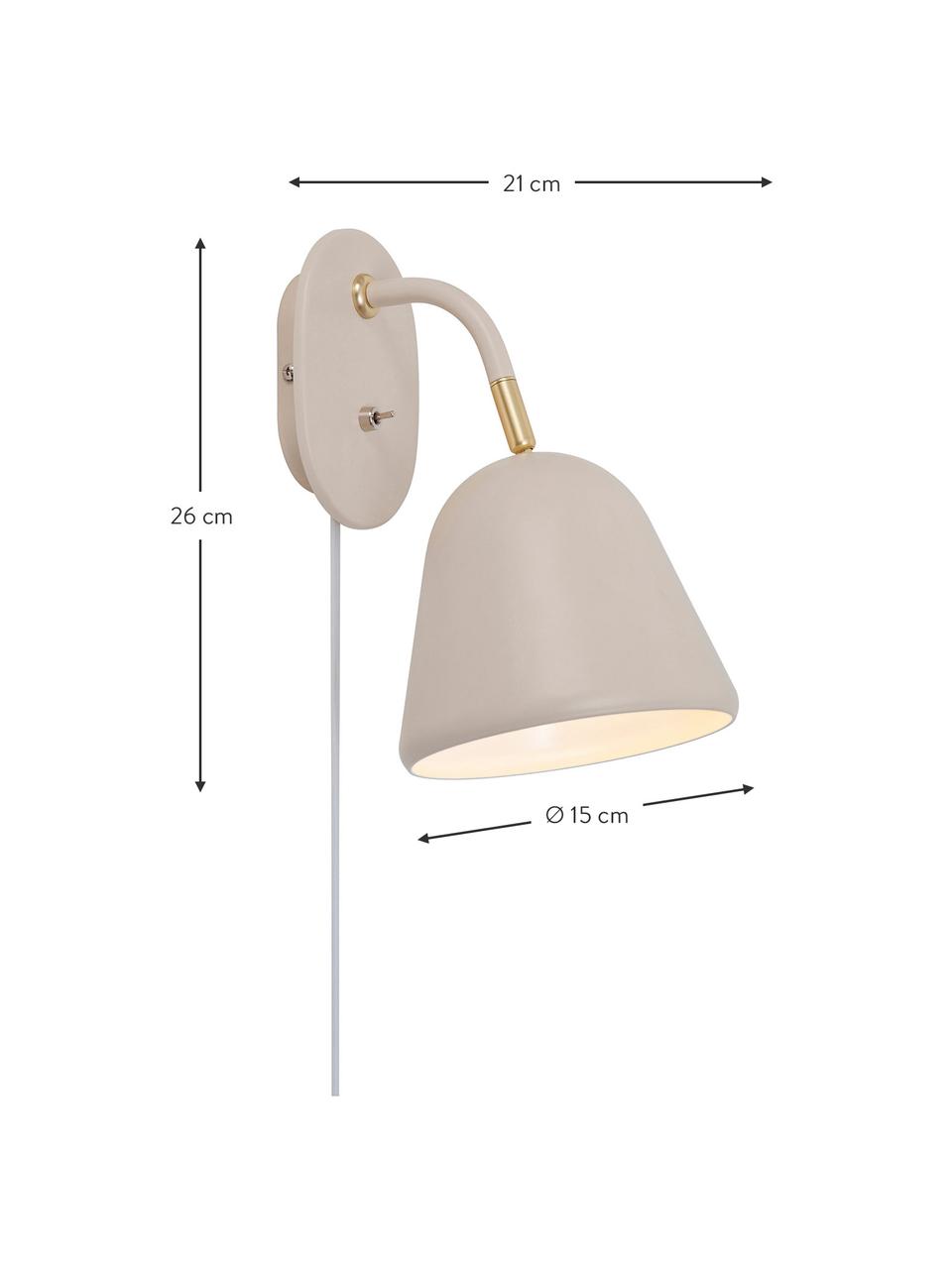 Nastaviteľná nástenná lampa so zástrčkou Fleur, Béžová, H 21 x V 26 cm