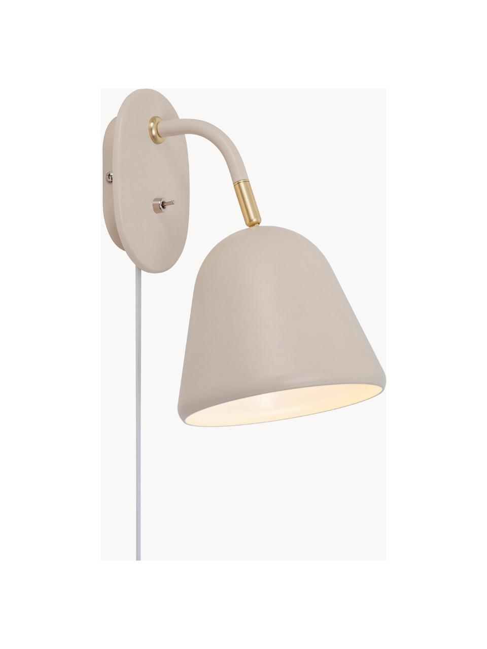 Verstelbare wandlamp Mala met stekker, Lampenkap: gecoat metaal, Lampvoet: gecoat metaal, Decoratie: metaal, Beige, D 21 x H 26 cm