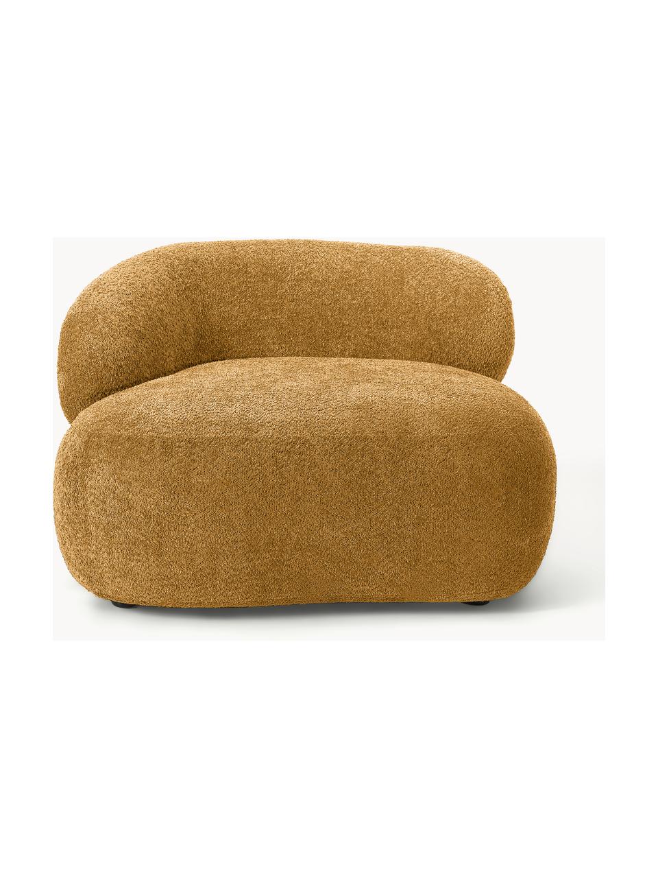 Fauteuil lounge en peluche-bouclé Alba, Peluche-bouclé ocre, larg. 102 x prof. 89 cm, dossier à gauche