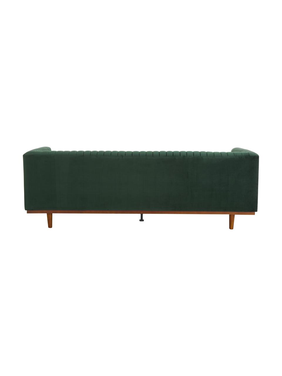 Fluwelen bank Dante (3-zits) met houten poten, Bekleding: polyesterfluweel, Frame: gelakt rubberhout, Fluweel groen, B 210 x D 87 cm