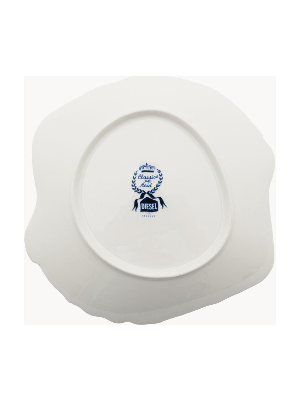 Assiette creuse en porcelaine Classic On Acid, Porcelaine, Blanc, tons bleus, Ø 25 cm