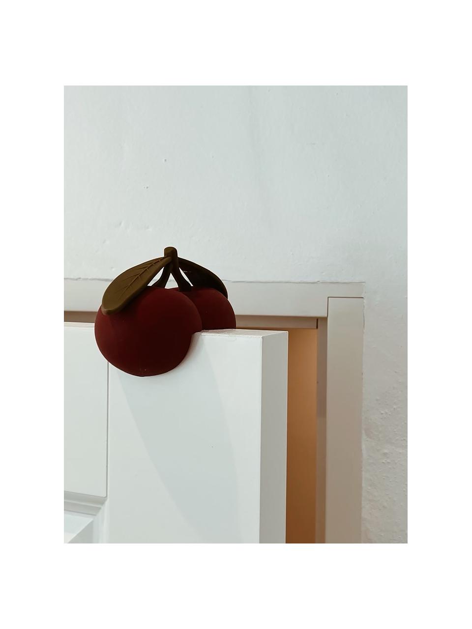 Dveřní zarážka Cherry, Silikon, Vínově červená, tmavě zelená, Š 7 cm, V 11 cm