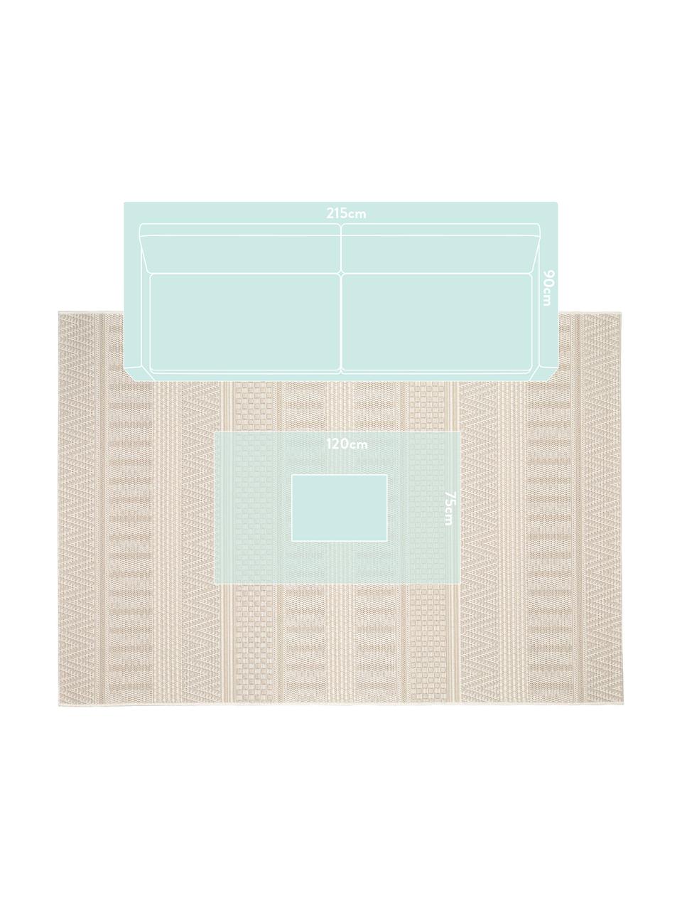 Dywan wewnętrzny/zewnętrzny w stylu etno Naoto, 100% polipropylen, Kremowy, jasny beżowy, S 200 x D 290 cm (Rozmiar L)