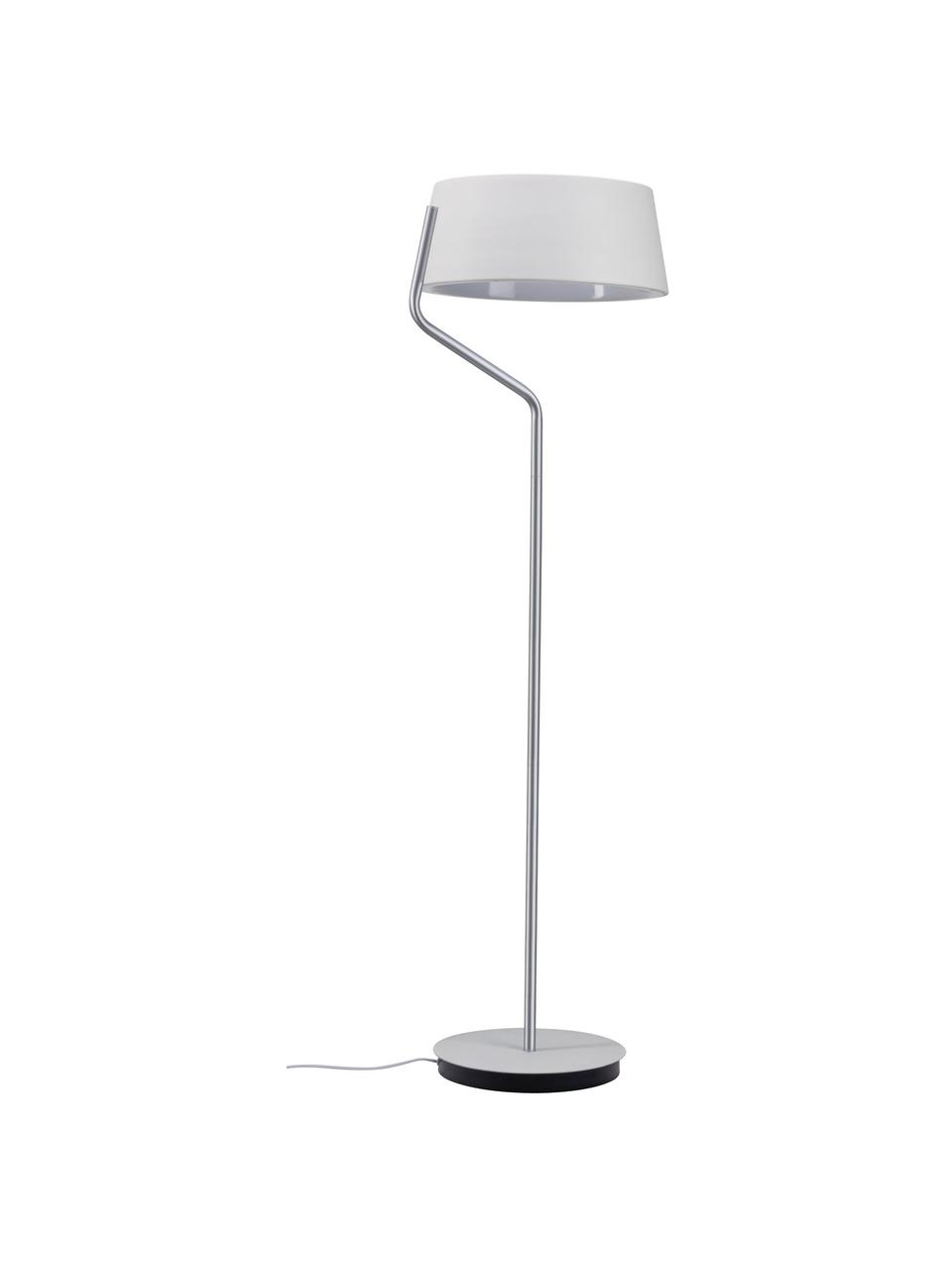 Lámpara de pie LED regulable de metal Belaja, Pantalla: metal recubierto, Cable: plástico, Blanco, plateado, Ø 43 x Al 148 cm