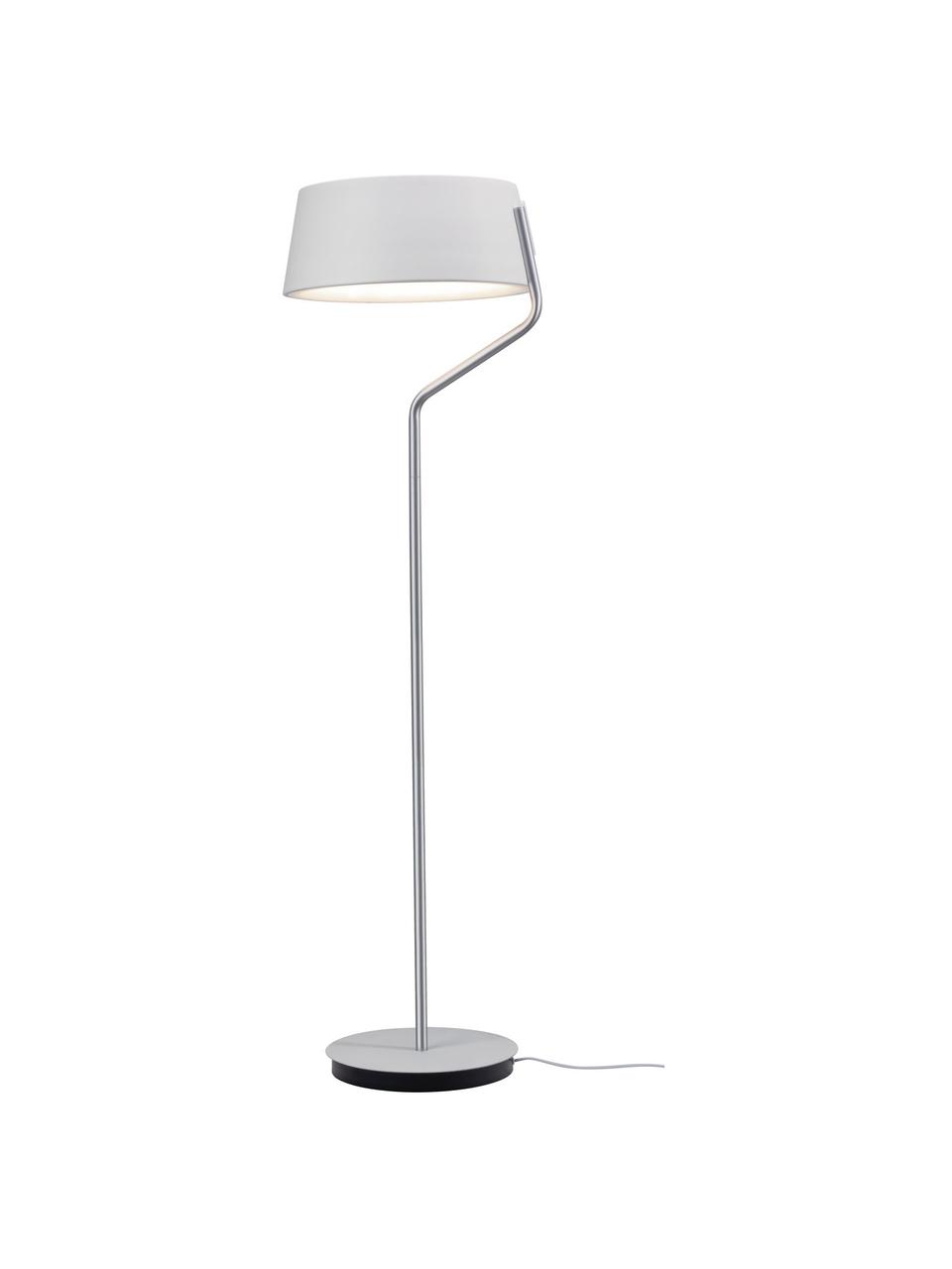 Lámpara de pie LED regulable de metal Belaja, Pantalla: metal recubierto, Cable: plástico, Blanco, plateado, Ø 43 x Al 148 cm