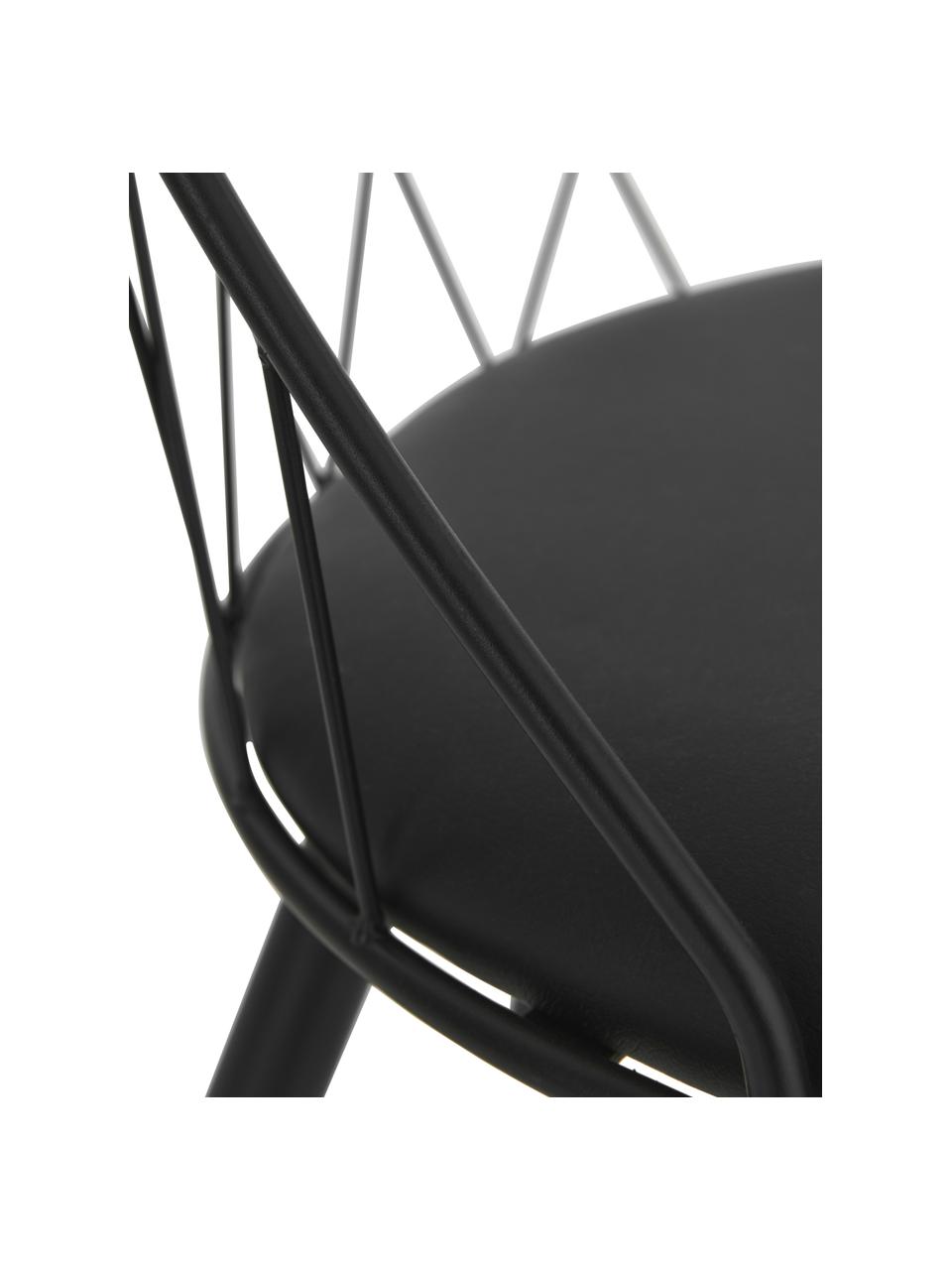 Sillas de cuero sintético Addie, 2 uds., Tapizado: 100% cuero sintético, Estructura: metal recubierto, Cuero sintético negro, An 49 x F 49 cm