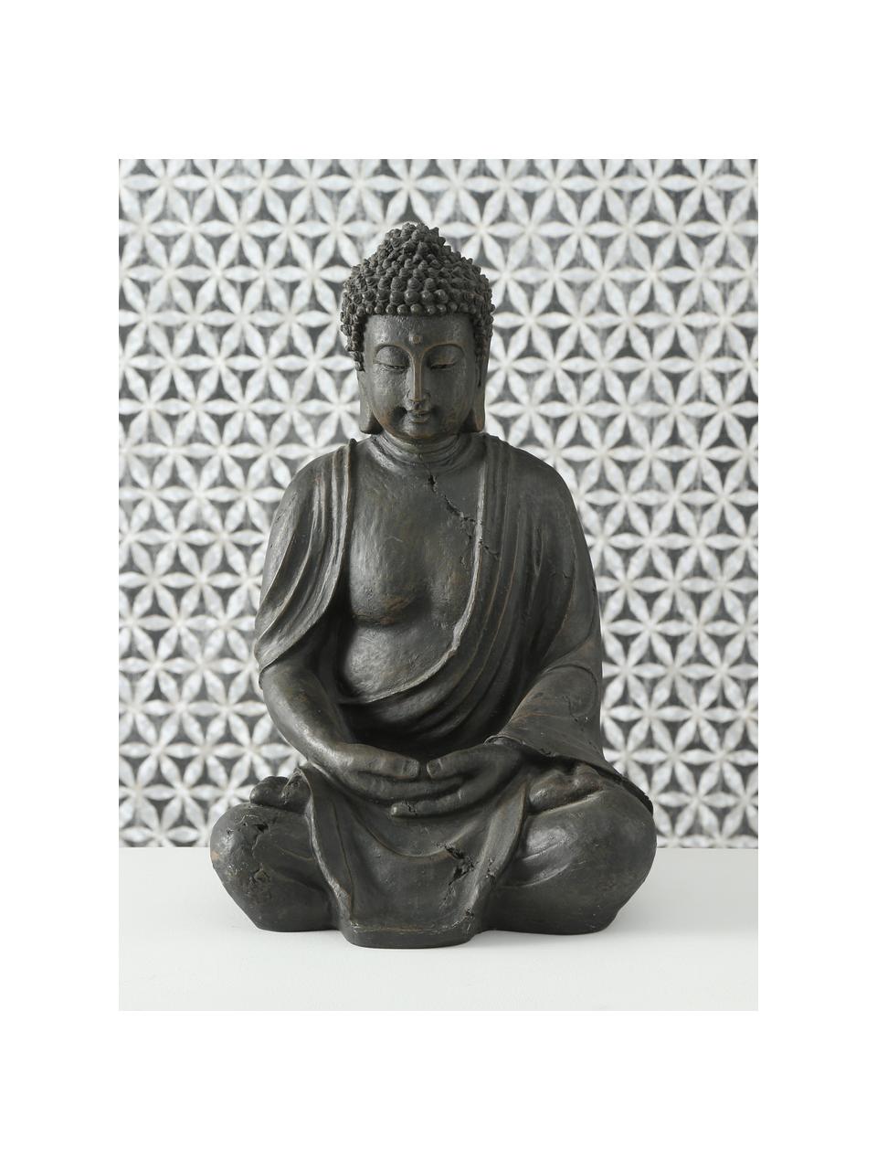 Deko-Objekt Buddha, Kunststoff, Schwarzbraun, B 26 x H 40 cm